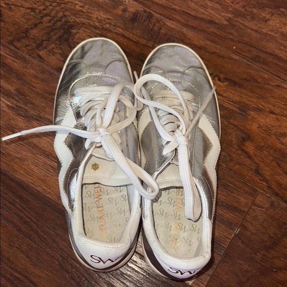 Stuart Weitzman Silver and White Women's Sneakers - Picture 7 of 14